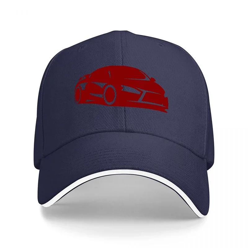 Red Sports Car Logo Black Baseball Cap with White Trim Classic Adjustable Fit for Automotive Enthusiasts and Streetwear Fans