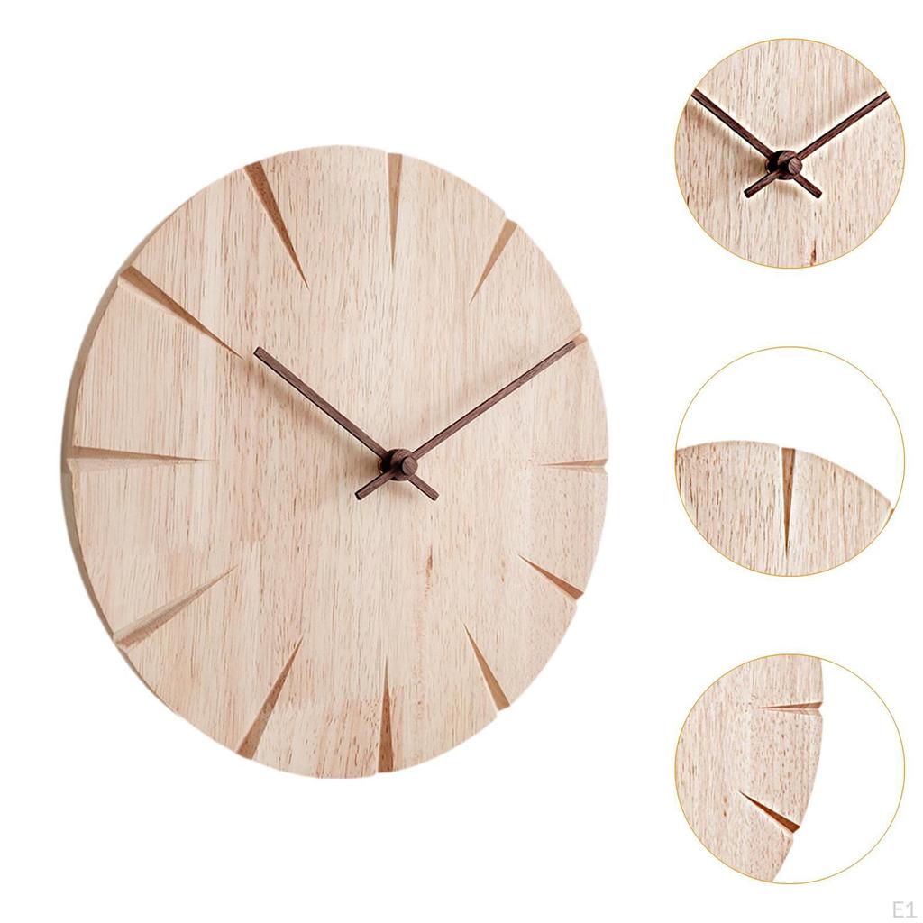Настенные часы из цельного дерева, не тикающие, креативный дизайн, 30 см/11,81 дюйма, подвесные, декоративные