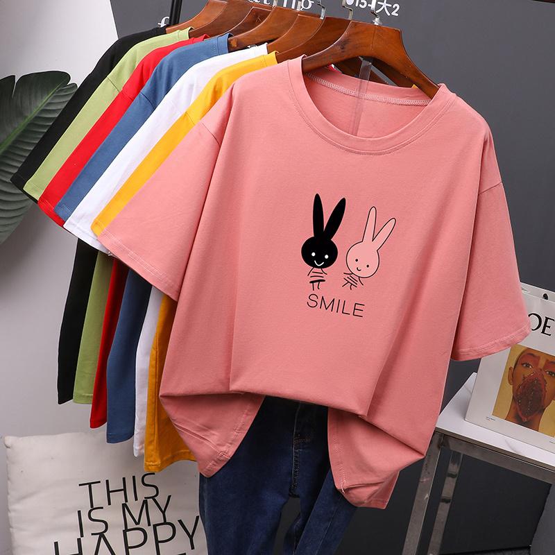 Hirsionsan хлопковая футболка с мультяшным принтом, женские новые популярные корейские футболки Kawaii с короткими рукавами, футболки с круглым вырезом, повседневные топы для девочек