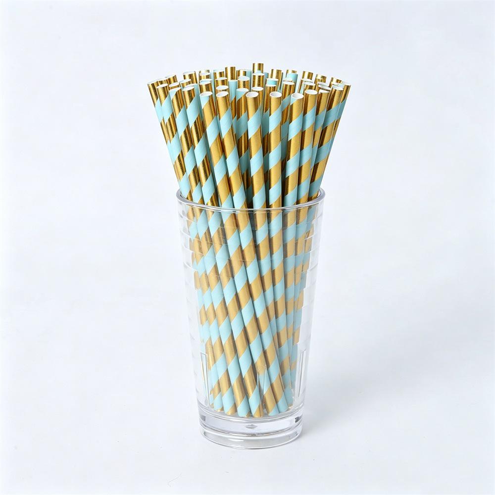 Biodegradable Colorful Striped Paper Straws - Eco-Friendly Disposable Kraft Straws