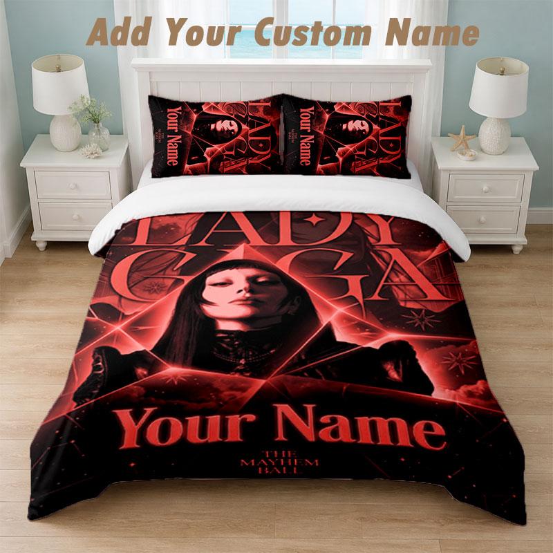 Bedding Set 1 Duvet Cover 2 Pillowcases Lady Gaga Print Soft Bed Linen Bedroom Decor