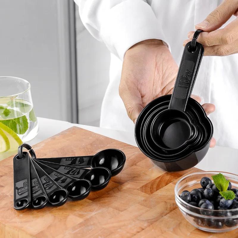 11Pcs Kitchen Measuring Cups Spoons Set with Scale Plastic Baking Measuring Tools for Flour Sugar Teaspoon Scoop Cooking Tools