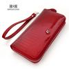 HH Genuine Leather Women Wallets Luxury Brand High Quality Fashion Girls Purse Card Holder New Design Long Wristlet Clutch