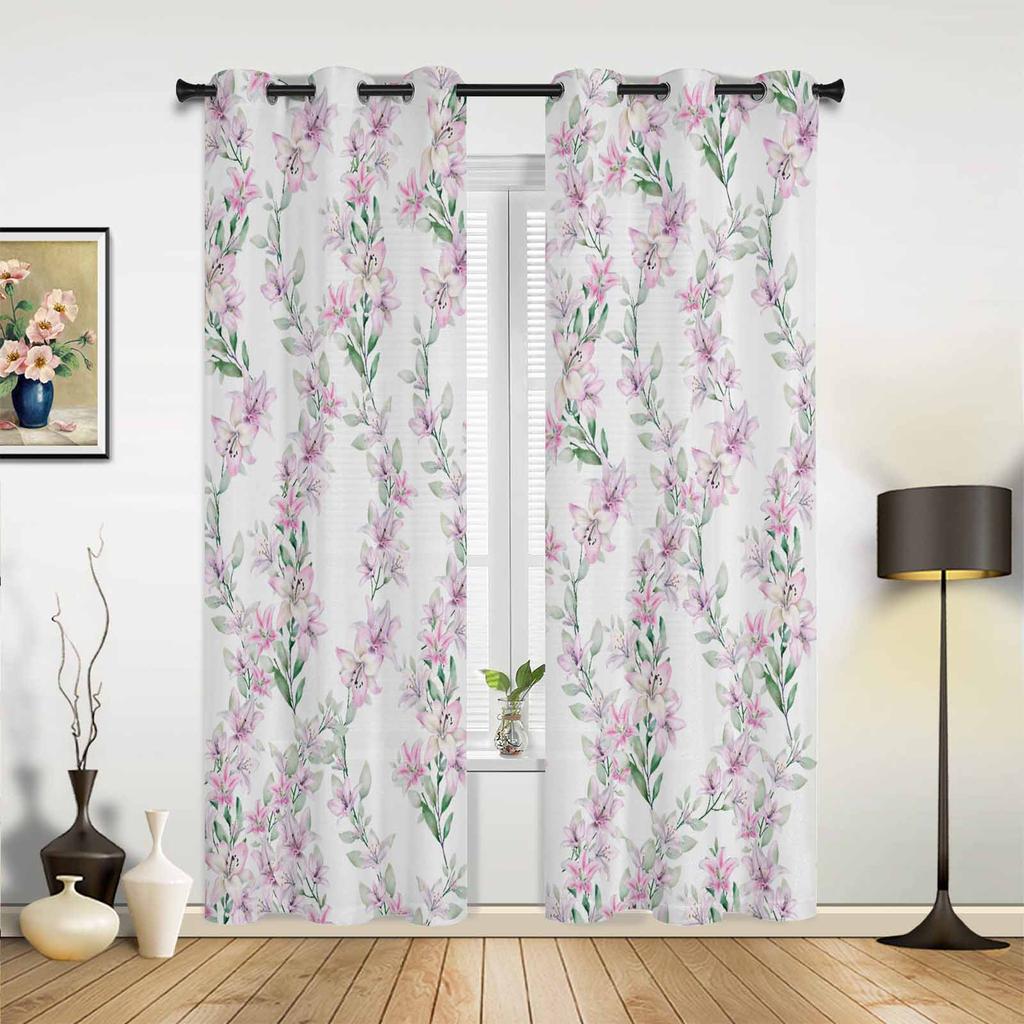 Black White Baroque Pattern Flower Vine Abstract Window Curtains Scenic Curtains for Living Room Decorative Items Living Room