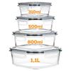 Glass Food Containers With Lid And Seal, Square, 8 Pcs.