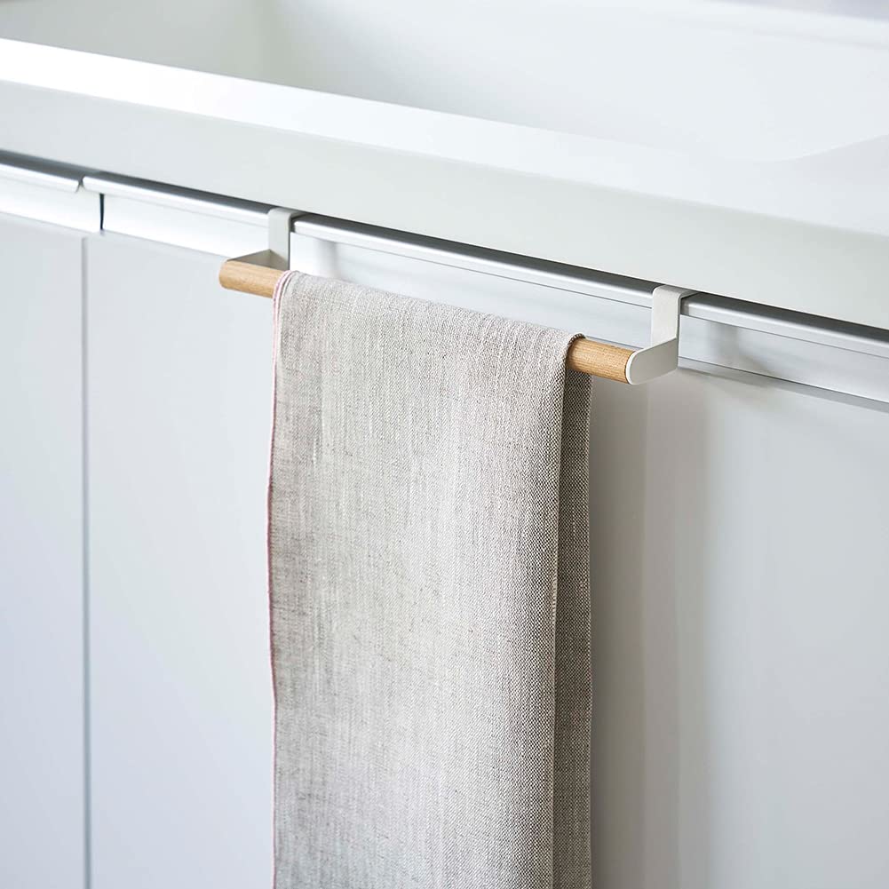 Yamazaki Jitsugyo Sink Door Garbage Bag Holder with Towel Hanger Tosca White Tosca Height Adjustable Door Storage 5030 Approx. W26XD13.5XH23cm