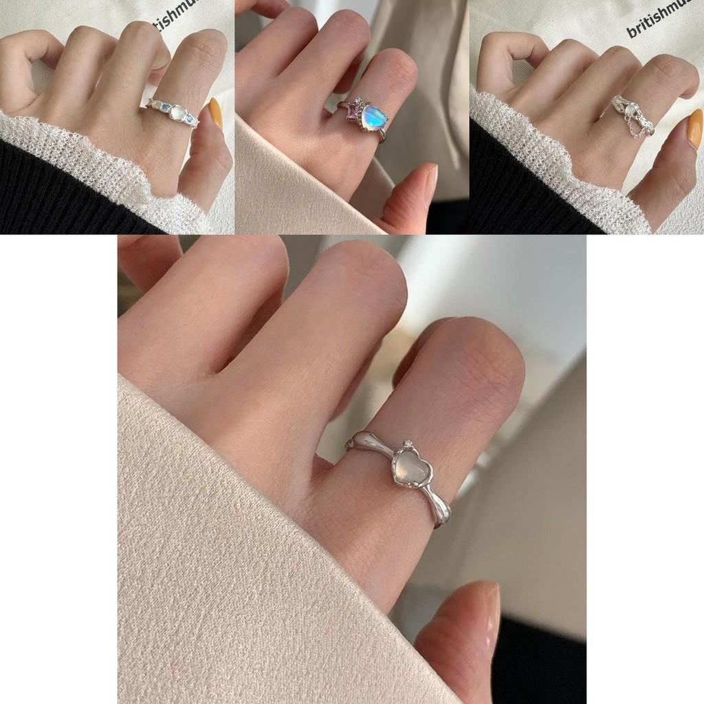 Trendy High-end Moonstone And Zircon Ring With Stylish Wave Pattern Ideal For Modern Ladies