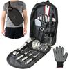 TOBAU Cooking Tools Set of Storage Camping Kitchen Cooking Utensils BBQ 13, Bag, Equipment, Tools, Set, Barbecue, Outdoor, Camping, (Black)