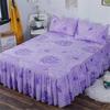 Solid Color Bed Skirt 1pcs Cover Bedroom Bed Cover Bed Skirt with 2pcs Pillowcase Non-slip Mattress Cover Bedsheet Bedspread