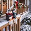Cute Penguin Holiday Figurines Icicle Lighted Ornament, Battery Operated Christmas Window Sill Decor, Reusable Yard Accents Warm Glow Porch
