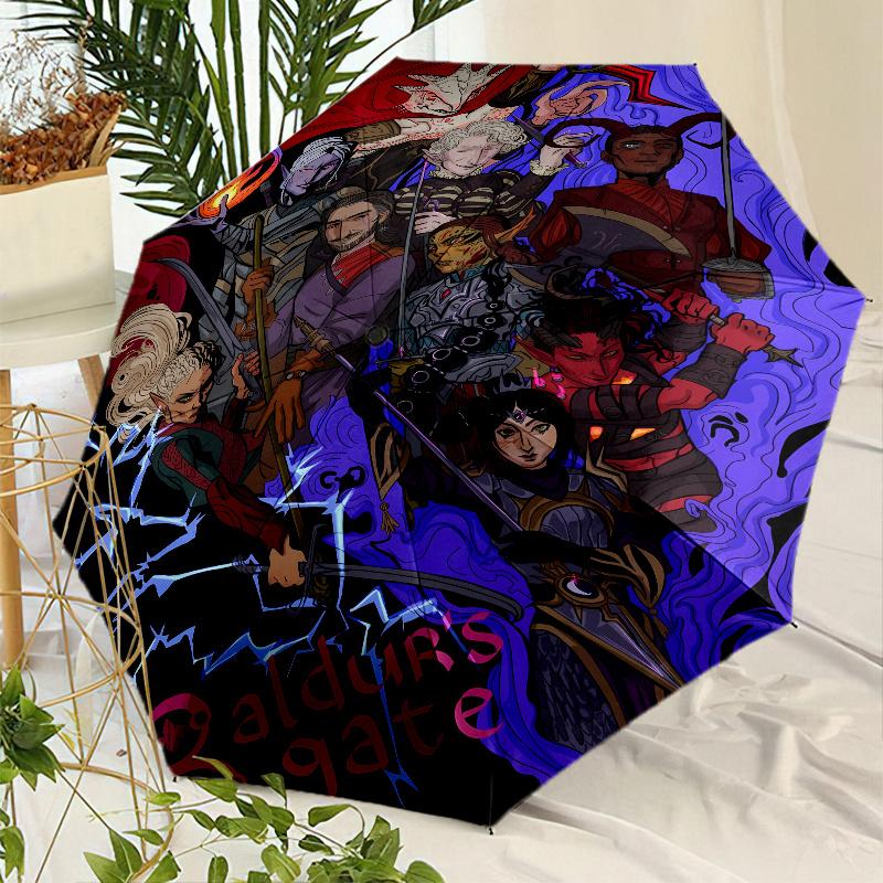 baldurs gate Umbrella with Automatic Open/Close & Self-8-Rib Heavy-Duty Umbrella, Compact Travel Umbrella Suitable for Outdoor