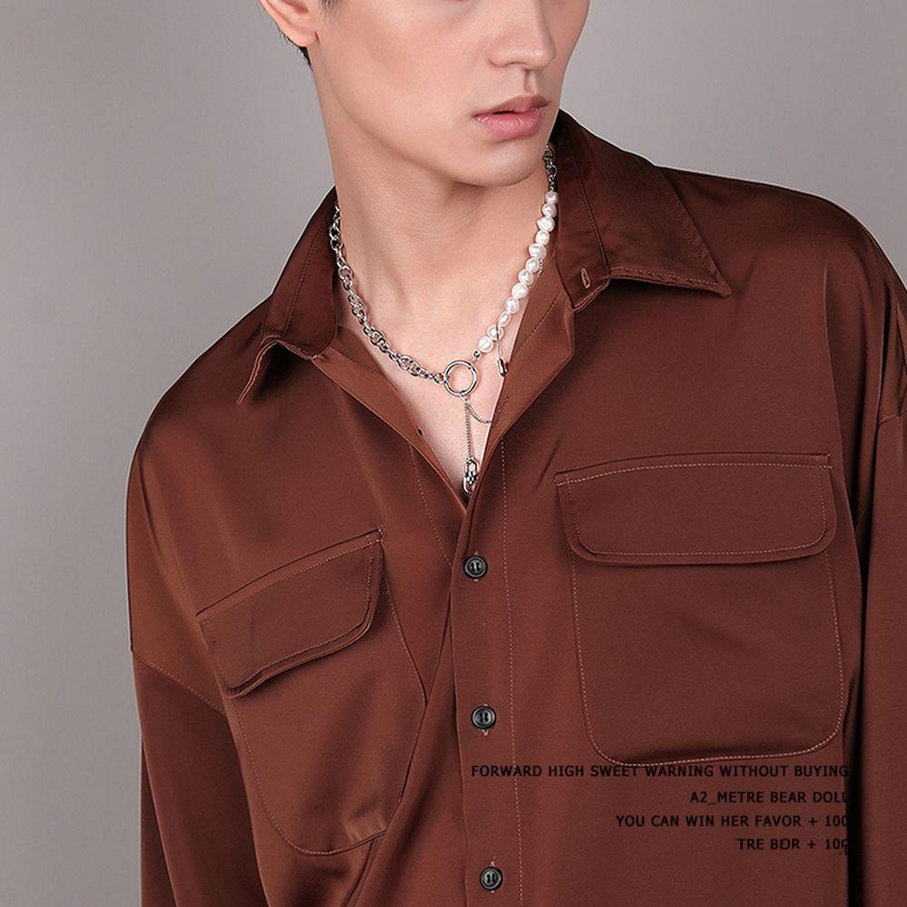 Жемчужное ожерелье на ключицу, женское ожерелье на ключицу в корейском стиле, мужское ожерелье в стиле панк