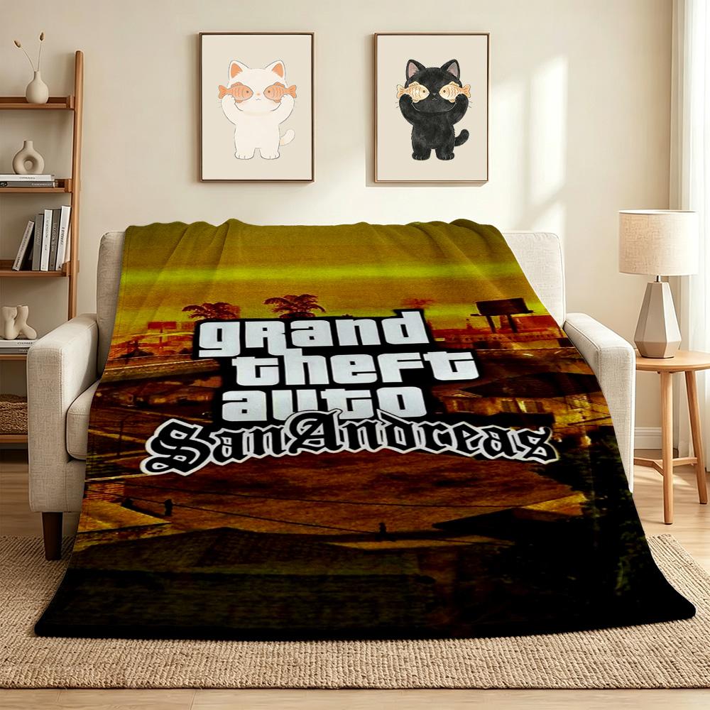 San Andreas Cityscape Flannel Blanket Throw Blanket Soft Warm Sofa Bed Camping Home Decor Unique Christmas Gift C9211734