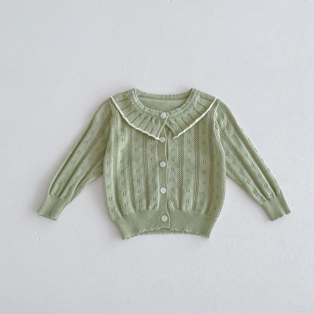 Детская одежда, милый детский вязаный свитер, летняя тонкая девочка, маленький снаружи, кардиган с кондиционером