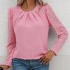 Женский пуловер с круглым вырезом, однотонная плиссированная шифоновая рубашка с длинными рукавами, модные топы