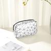 Women Makeup Bag Cosmetic Organizer Geometric Design Waterproof Stain-Resistant Large Capacity Zipper Closure Storage Pouch