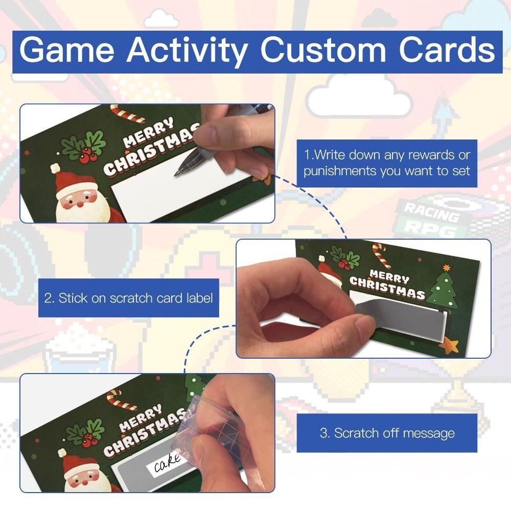50 Pcs Santa and Tree Designs Christmas Scratch Off Cards Opaque Coating Raffle Ticket  Party Games