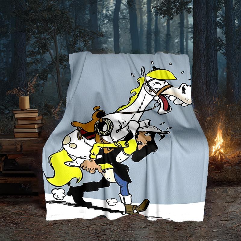 Cowboy Horseback Luke Blanket Flannel Throw for Sofa, Travel, Camping, Livingroom, Office, Chair and Bed Soft and Warm Holiday gifts