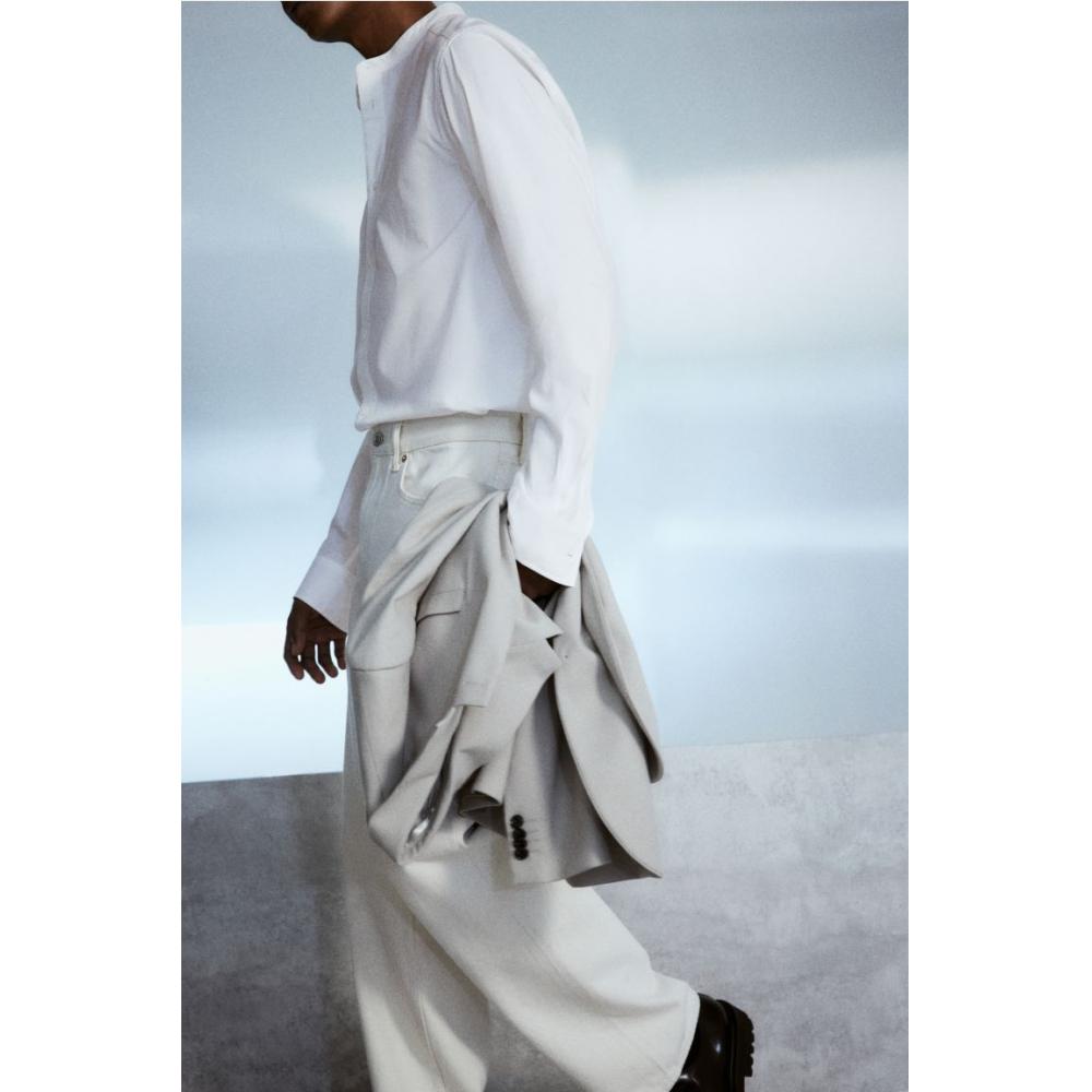 Рубашка HM Regular Fit Stand Collar белая