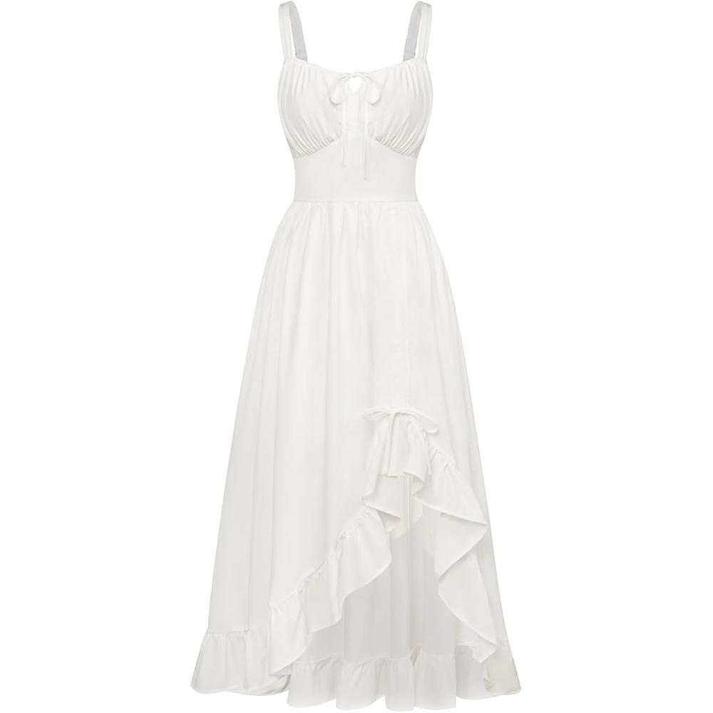 Renaissance Dress Women Summer Sleeveless Corset Sundress with Pockets