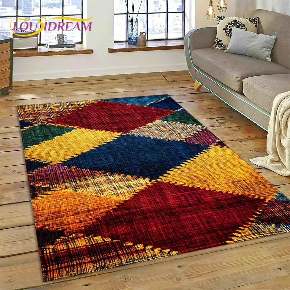 VIKAMA Colorful Flower Woven Art Mandala Rug, Non-Slip Carpet For Living Room, Bedroom, Sofa, Home Decor, Doormat
