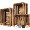Creative Deco Lot De 3 Caisse En Bois Flammé | 40 X 30 X 23 Cm | Caisse Rangement Bois | Caisse En Bois Rangement Vintage