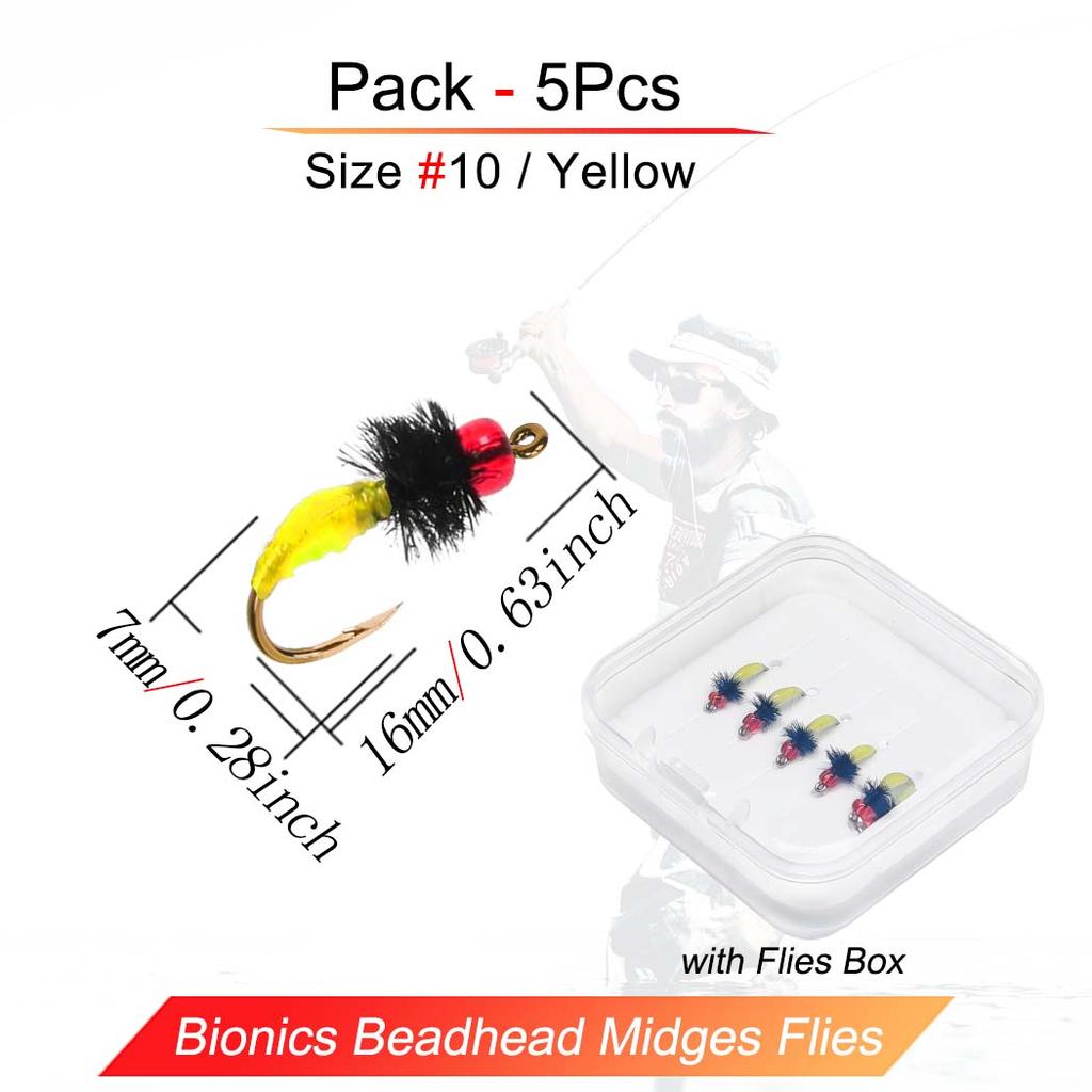 5/10Pcs Realistic Insect Red Beadhead Midges Nymph Bait  Dry Fly Trout/Bass/Carp/ Fishing Lure With Flies Box