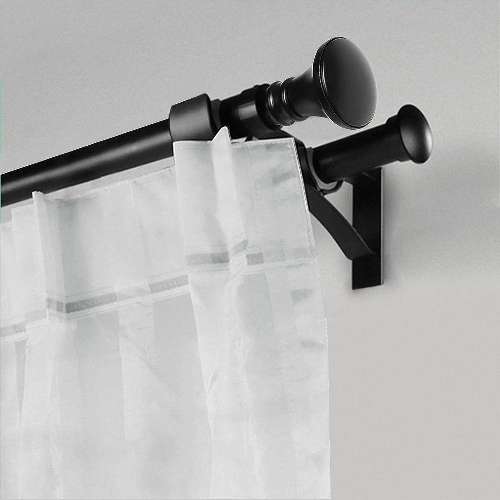 1/4PCS Black Curtain Rod Brackets Wall Curtain Rod Retainers Double Bracket Curtain Rod Hooks Aluminum Alloy Curtain Rod Hangers