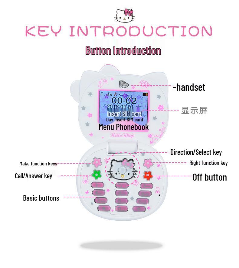 K688+ Раскладушка - Милый Мультяшный Дизайн, Мини Студенческая Модель, Две SIM-карты и Режим Ожидания, Многоязычная Функциональность