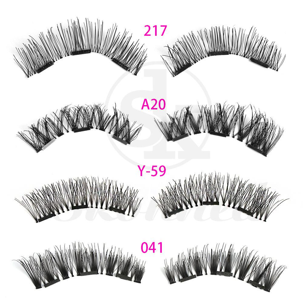 SK SKONHED 4 Pcs Sexy Long Cilia Glue-free Triple Magnet Extension Tools False Eyelashes Cross Wispy