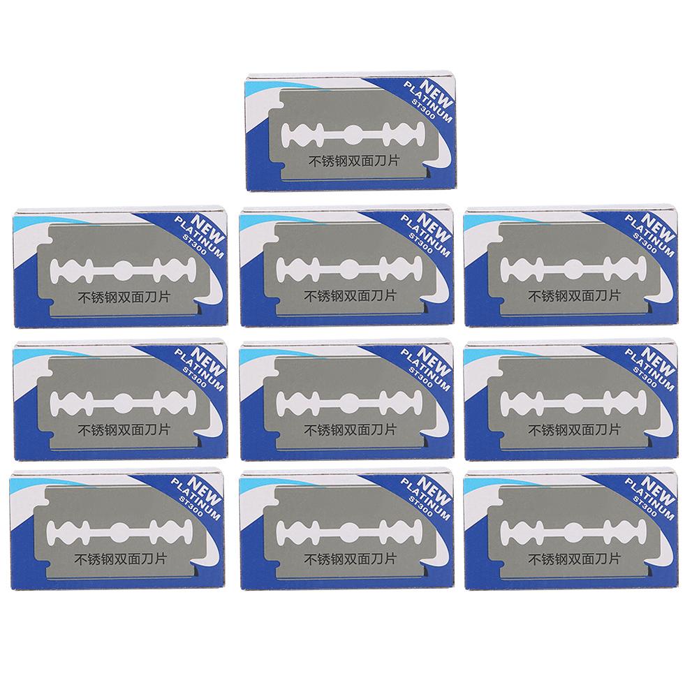 100 лезвий из нержавеющей стали, лезвие для бритвы с двойным лезвием, безопасный инструмент для бритья бороды для мужчин