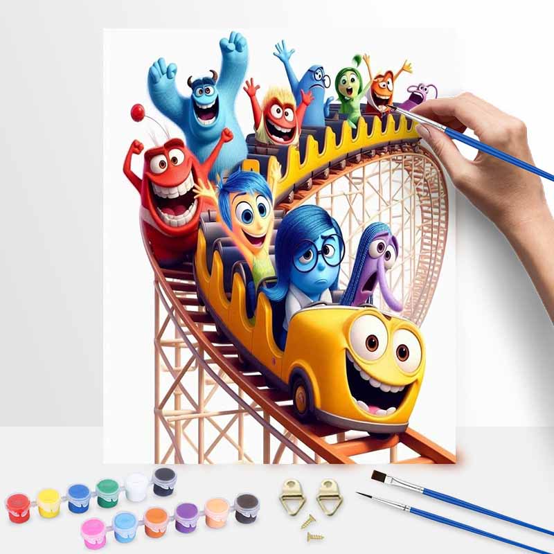 Disney Inside Out Roller Coaster DIY Painting Kit Classic Style Home Decor Craft Gift Idea Canvas Art Wall Hanging Fun Movie Character