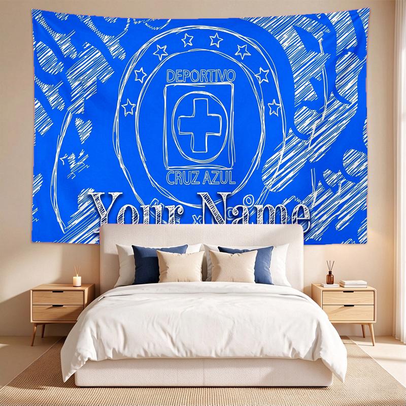 Cruz Azul (14) Custom Name Tapestry Wall Hanging Tapestry Wall Art Decor for Bedroom Living Room