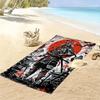 Japanese Samurai Print Beach Towel, Large Soft Quick Dry Towel for Beach Camping Swimming