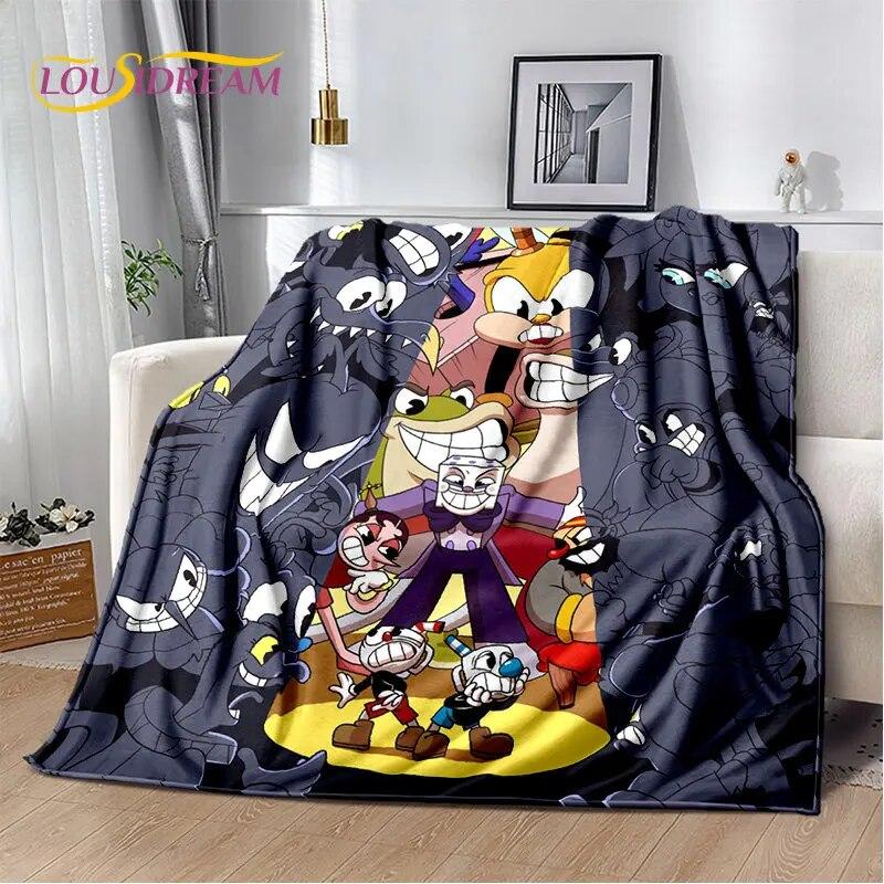 Мягкое плюшевое одеяло Cuphead and Mugman, Game Gamer, фланелевое одеяло, одеяло для гостиной, спальни, кровати, дивана, чехол для пикника, детский чехол