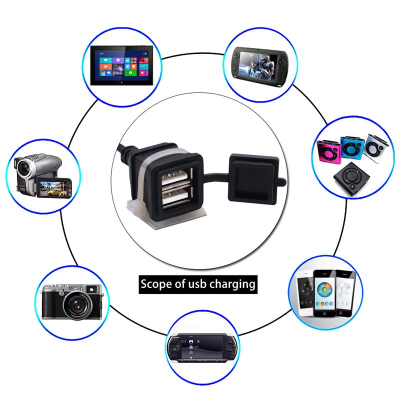 Автомобильное зарядное устройство USB для мотоцикла, водостойкий преобразователь 12 В в 5 В, блок питания, GPS-телефон, универсальный вариант, бесплатно