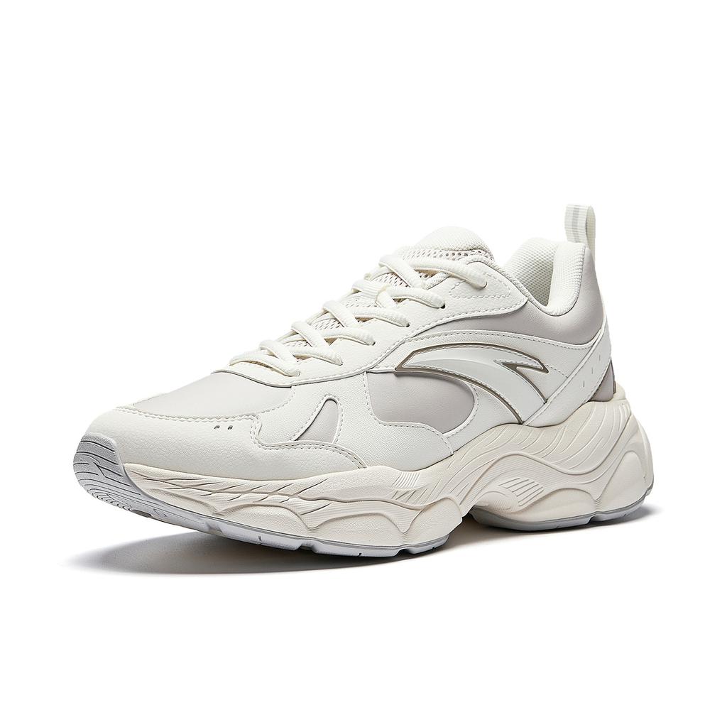 Anta Chengguang Leather Fashion Trend Durable Breathable Low-Top Casual Shoes Men Sneaker White Gray 912548802-2