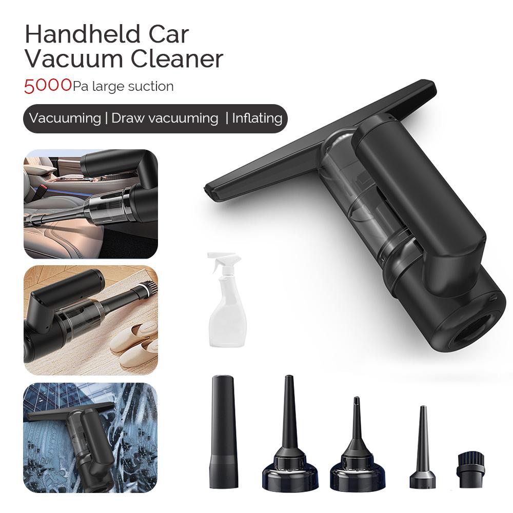 5-IN-1 Window Cleaner Glass Scraper Wiper Strip Wireless Portable Handheld Powder Vacuum Cleaner For Car With Vacuum Air Pump