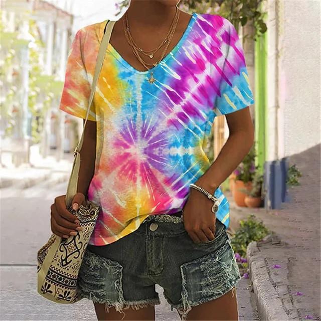 Футболка женская с градиентным пейзажем в крапинку, футболки для подростков, одежда унисекс, винтажная уличная одежда, повседневный стиль, модная уличная одежда