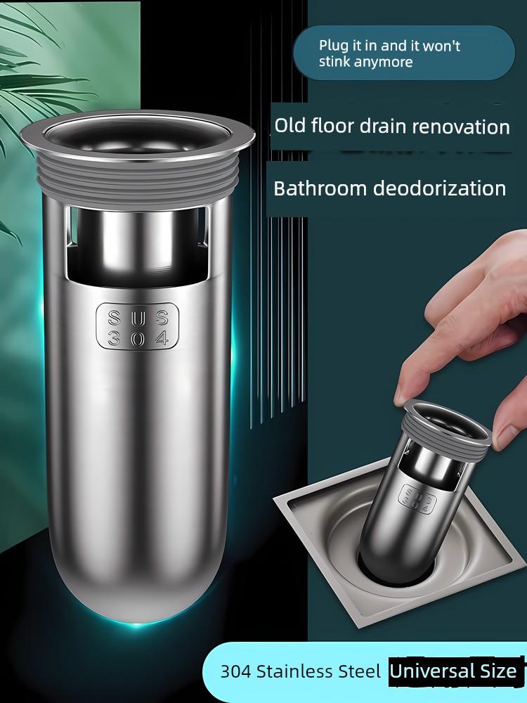 Floor Drain Core Anti-Odor Device, Bathroom Sewer Anti-Odor Gadget, Anti-Insect Silicone Cover, Stainless Steel Universal Inner Core