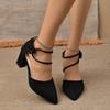 Pointed Strap Single Shoe Bag Head New One-word Buckle High Heels Women's Suede Thick Heel Sandals Size 42