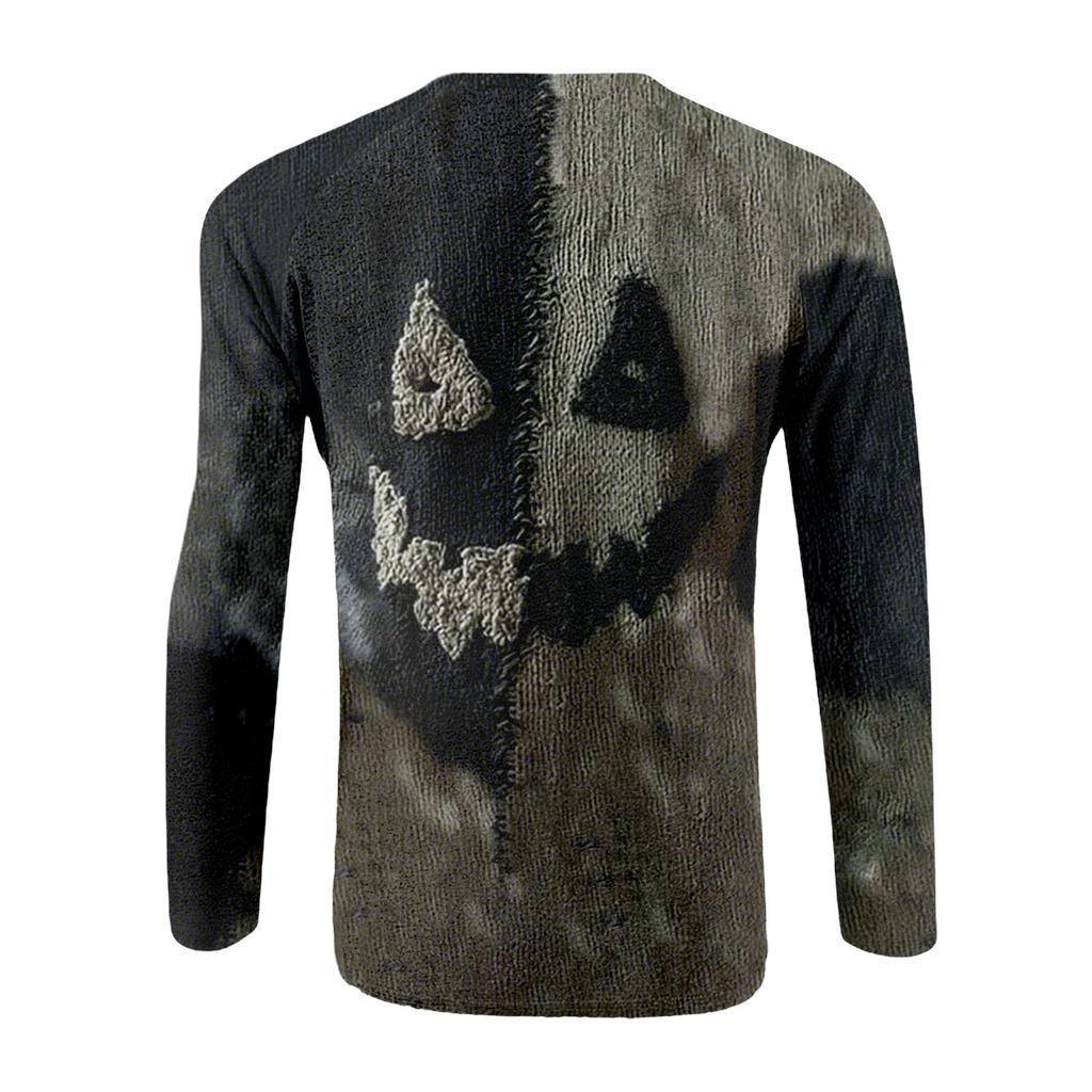 Halloween Print Raglan Sleeve Men's Long Sleeve Top
