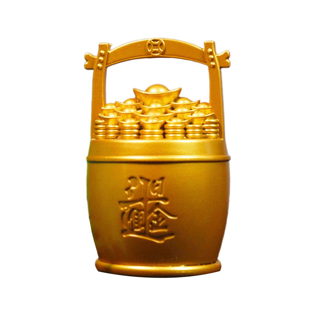 Golden Metal Sailing Ship Bucket Teapot Sculpture Chinese Fengshui Statues for Wealth and Prosperity Decorative Ornament