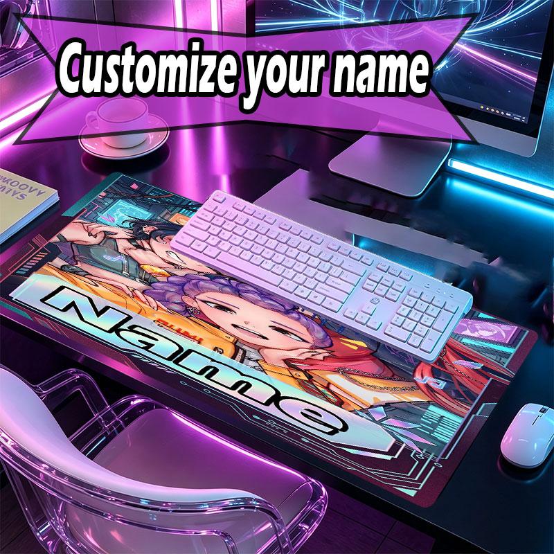 Custom Name Personalized Kpop Demon Hunter Pattern Mousepad, Laptop PC Desk Mat, Decorative Desk Mat for Home Keyboard Pad Gift