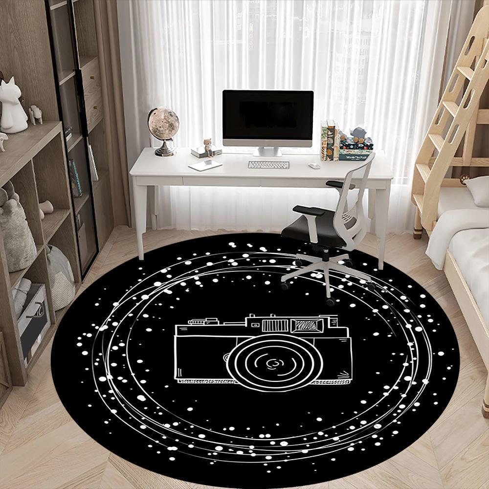 1PC Camera Galaxy Office Round Area Rug,  Mat Suitable ForOffice, Under Office Chairs Bedroom Living Room Home Decor, Room Deco