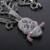 European and American Personalized Gold and Silver Trendy Brand Skull Pendant Micro Inlaid with Zircon Mens Necklace Accessories