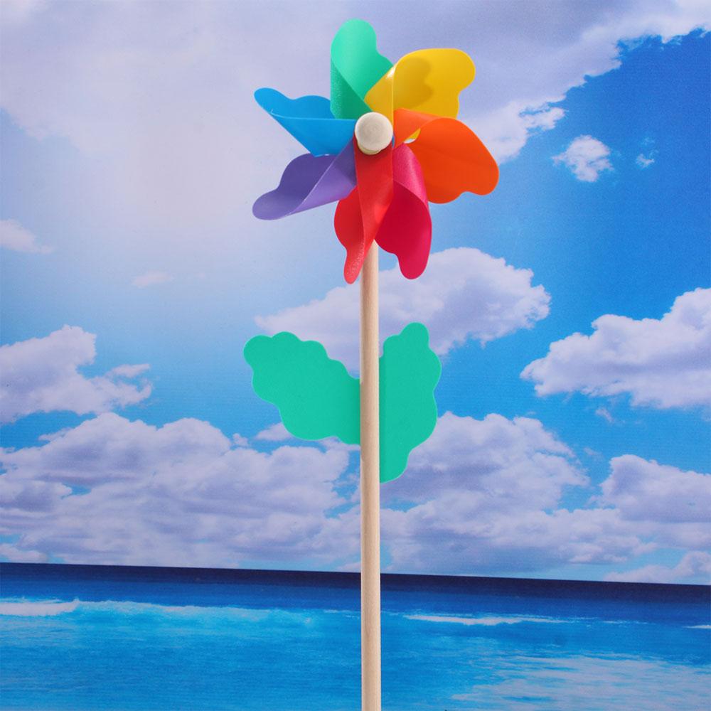 Whirligig Ornaments Lawn Wood Stick Wind Spinner Kids Toy Garden Decor Windmill