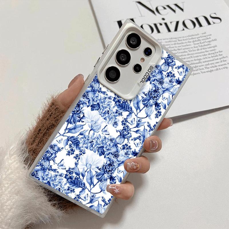 Ударопрочный чехол для телефона с узором из сине-белого фарфора для Samsung Galaxy S26 Edge S25 Ultra S24 FE S23 Plus S21 Защита от падения