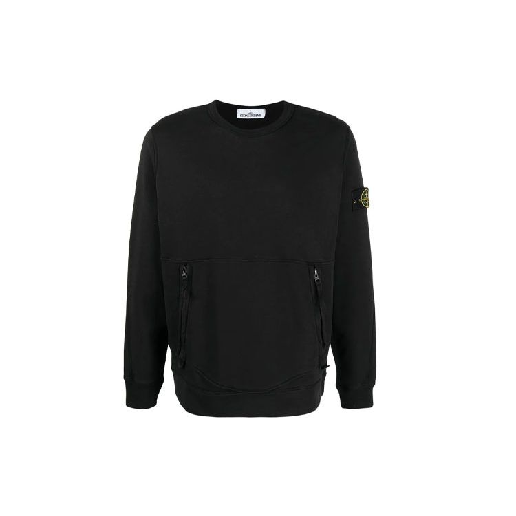 STONE ISLAND Свитшот с круглым вырезом и передним карманом, черный, мужской, топы 741563451-V0029