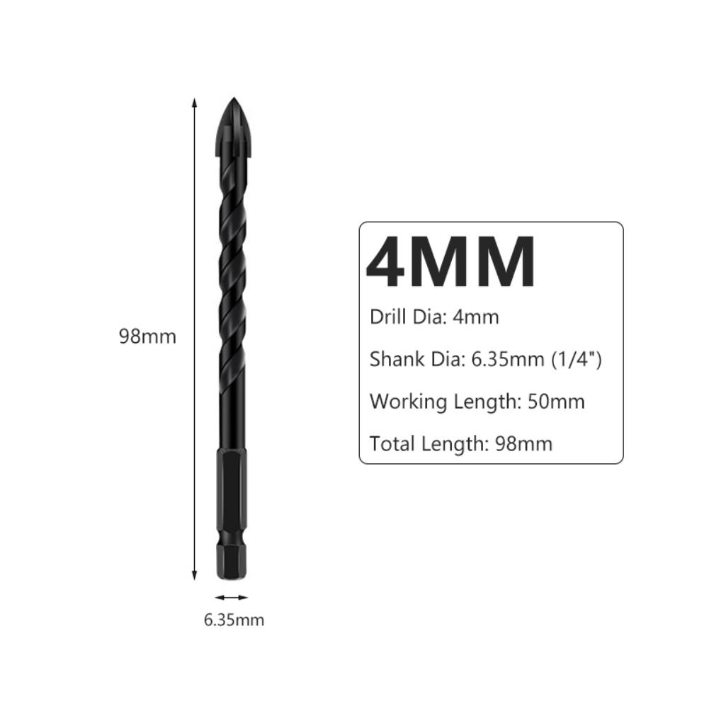 3mm/ 4mm/5mm/6mm/8mm/10mm/12mm Drill Bit Universal Drill Bit Drilling Tool Cemented Carbide Drill Bit Wall Hole Opening Power Tools Accessories
